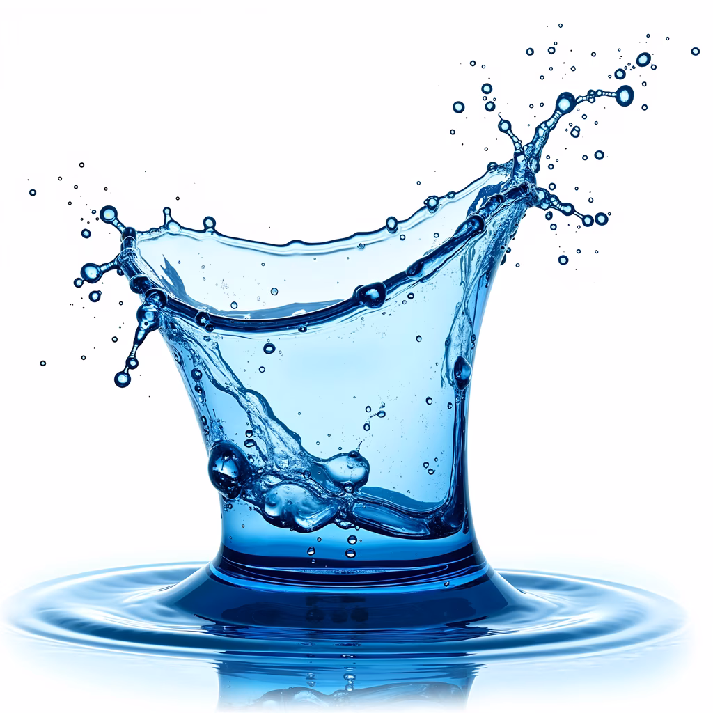 Dynamic water splashing illustration in cool blue tones