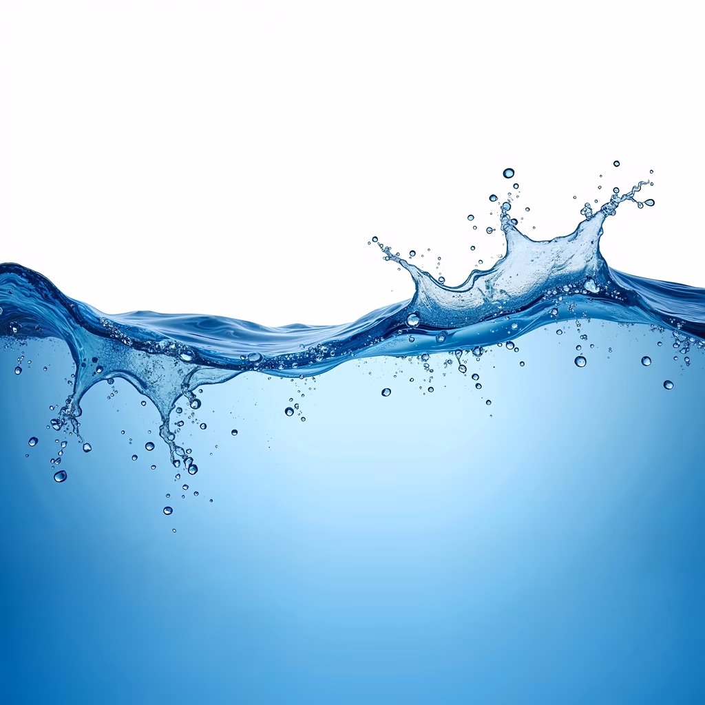 Dynamic water splash illustration with vibrant blue tones and realistic textures.