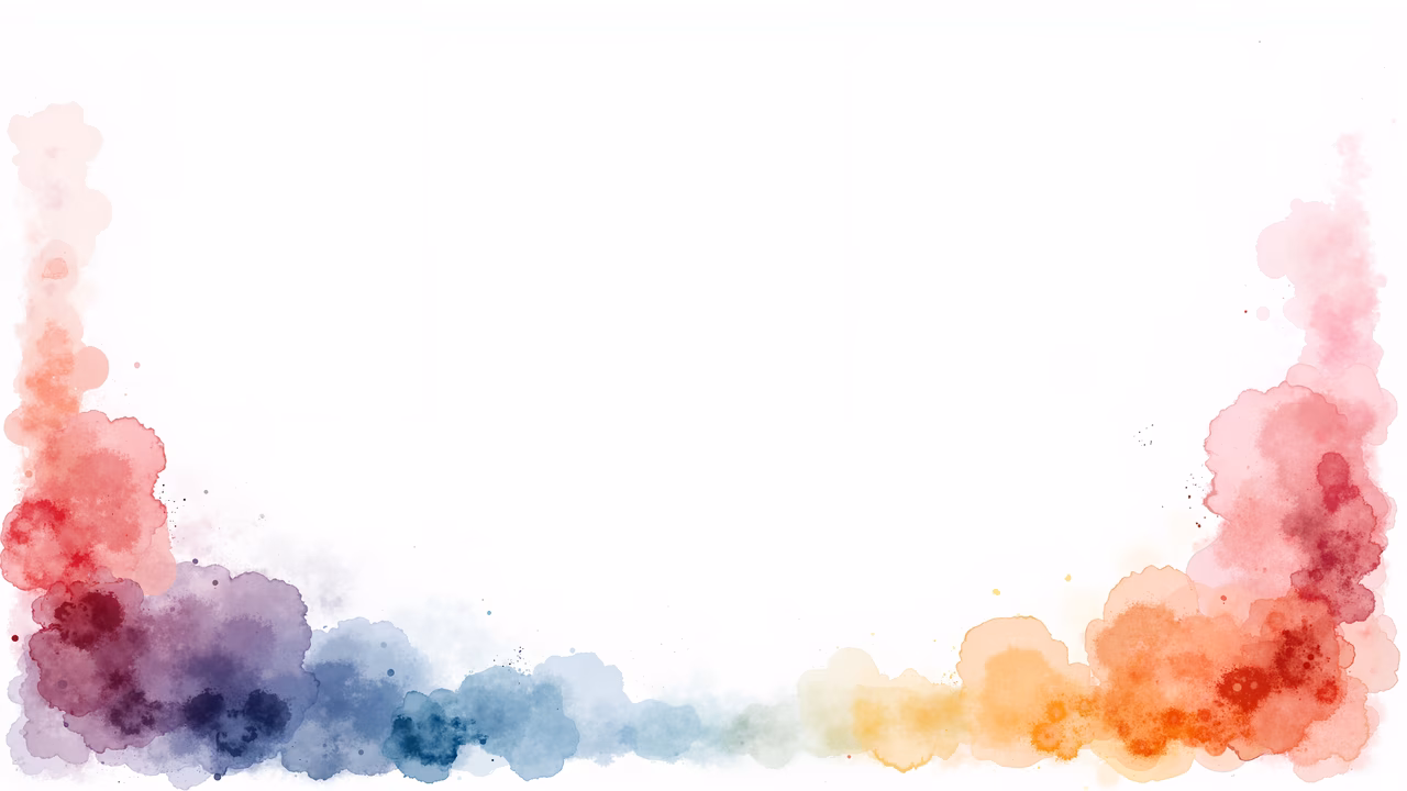 Vibrant watercolor rainbow border with soft blended colors and dreamy atmosphere.
