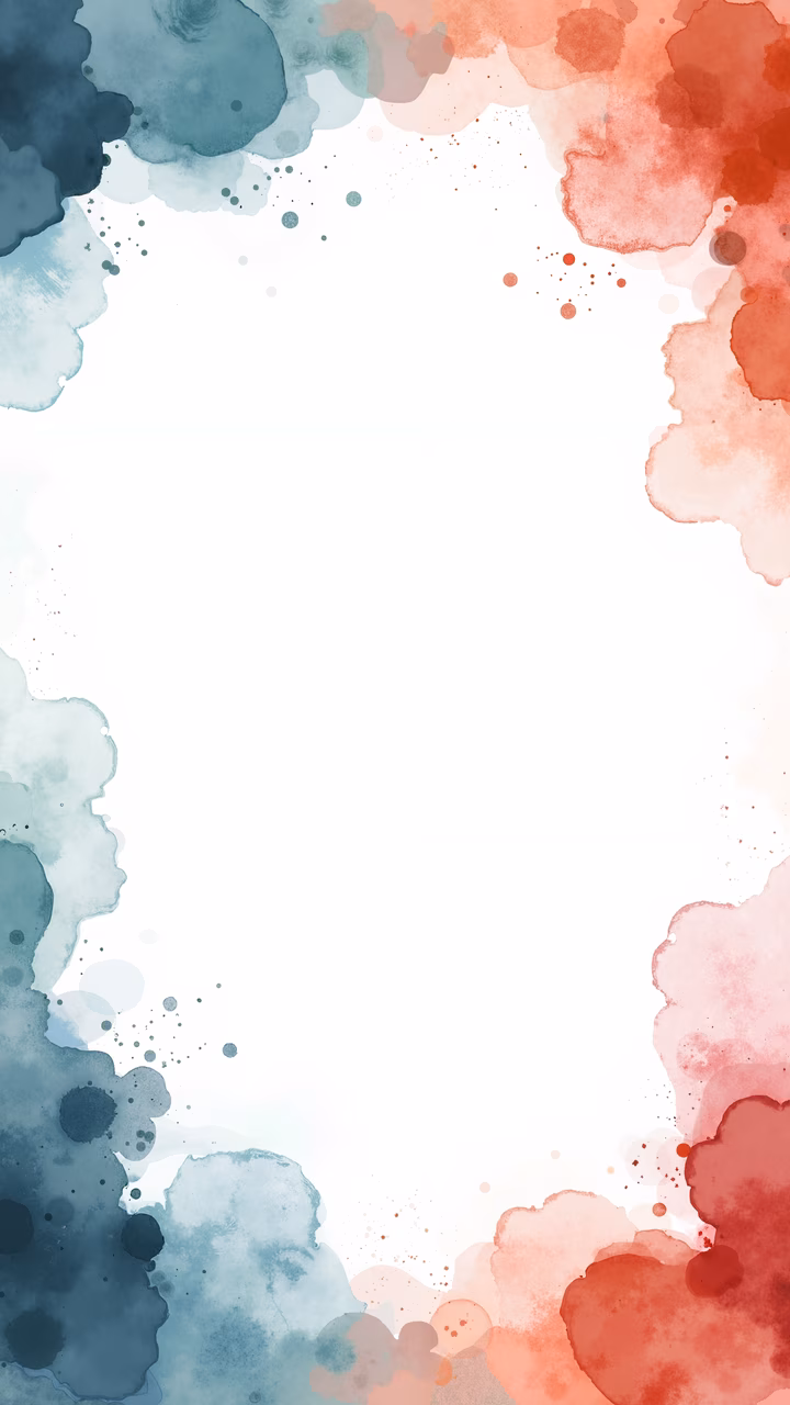 Vibrant watercolor splashes in blue and red hues create an energetic and dynamic abstract composition.