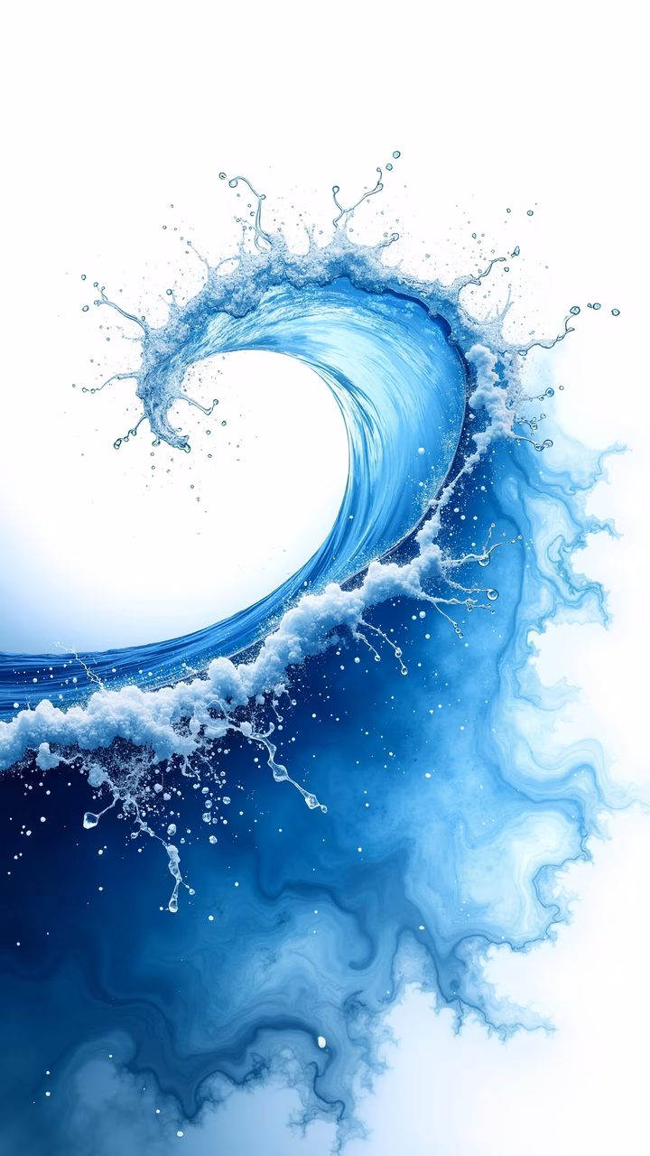 Dynamic wave illustration featuring shades of blue and white, capturing the essence of nature's power and beauty.