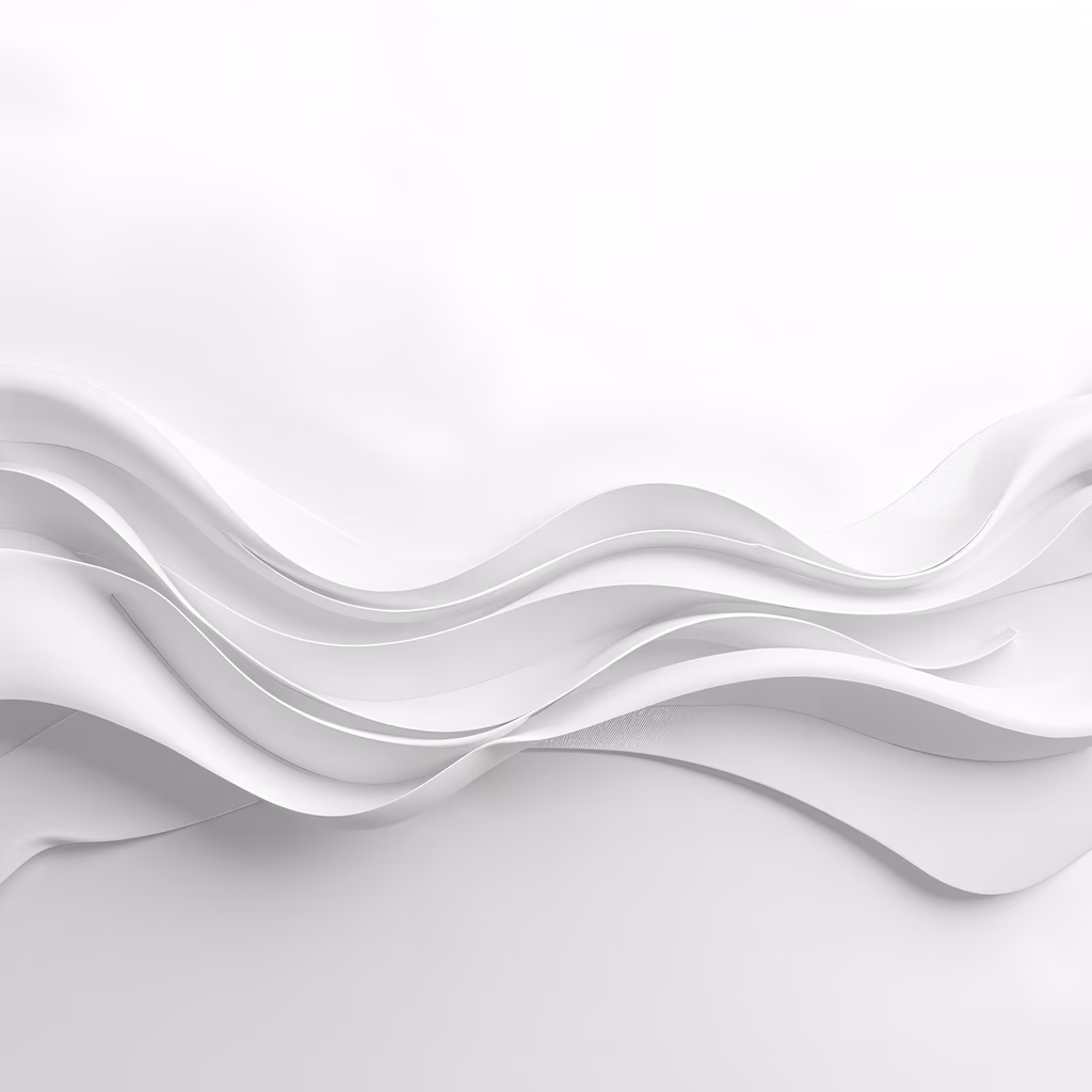 Smooth, flowing waves in shades of white and light gray, minimalist and modern style, serene and calming atmosphere.