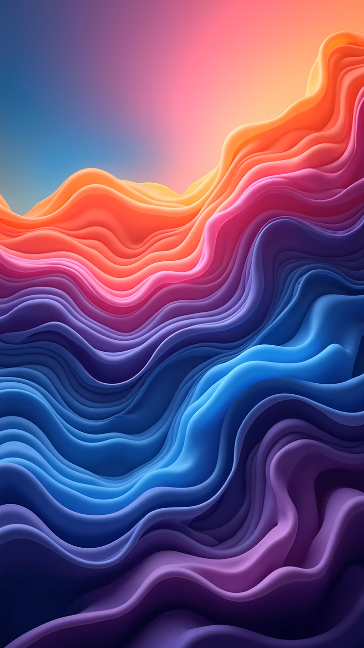 Vibrant gradient waves in abstract art style