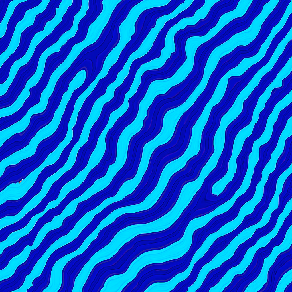 Abstract wavy lines in various shades of blue create a sense of movement and fluidity.