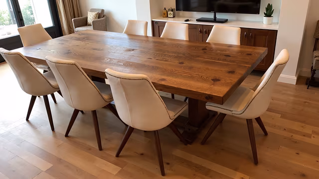 Wooden Dining Table with Cream Chairs