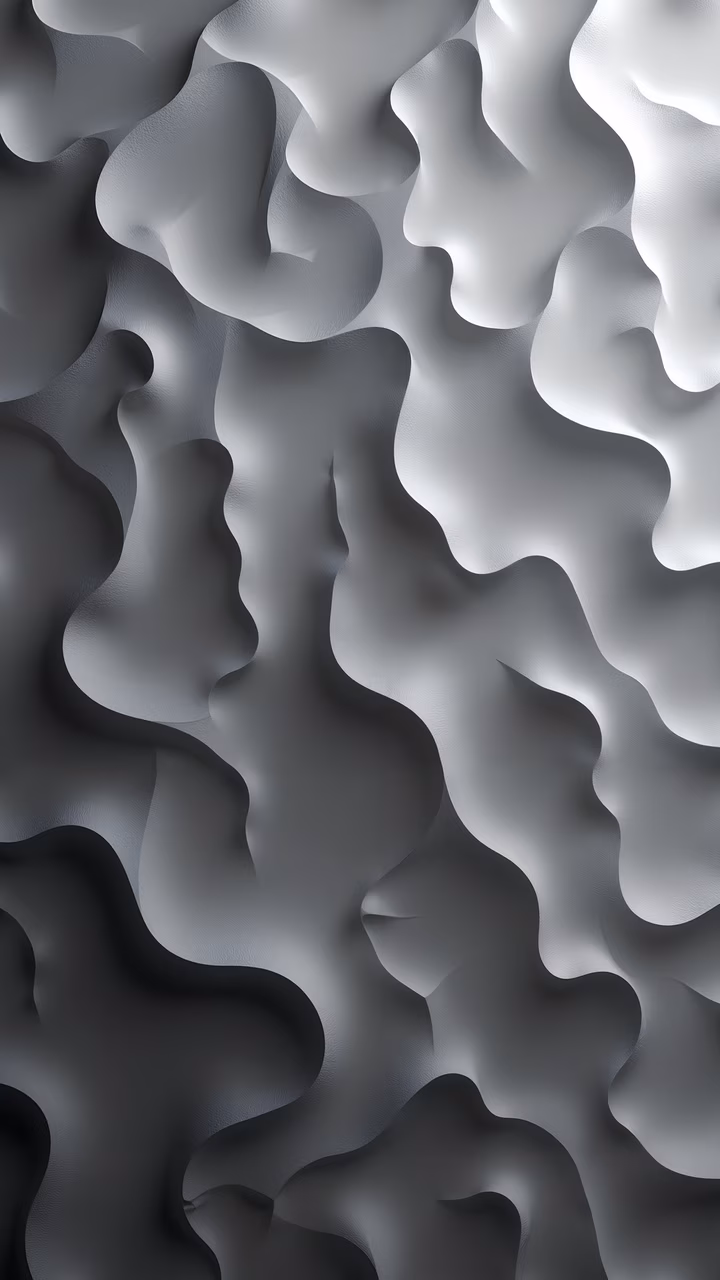 Abstract waves in shades of gray, evoking depth and movement.