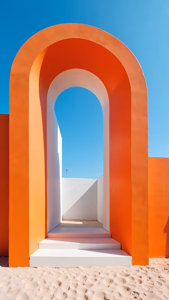 Arched Doorway in Orange and White