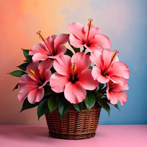 Basket of Hibiscus Flowers
