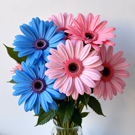 Blue And Pink Gerbera Daisy Bouquet