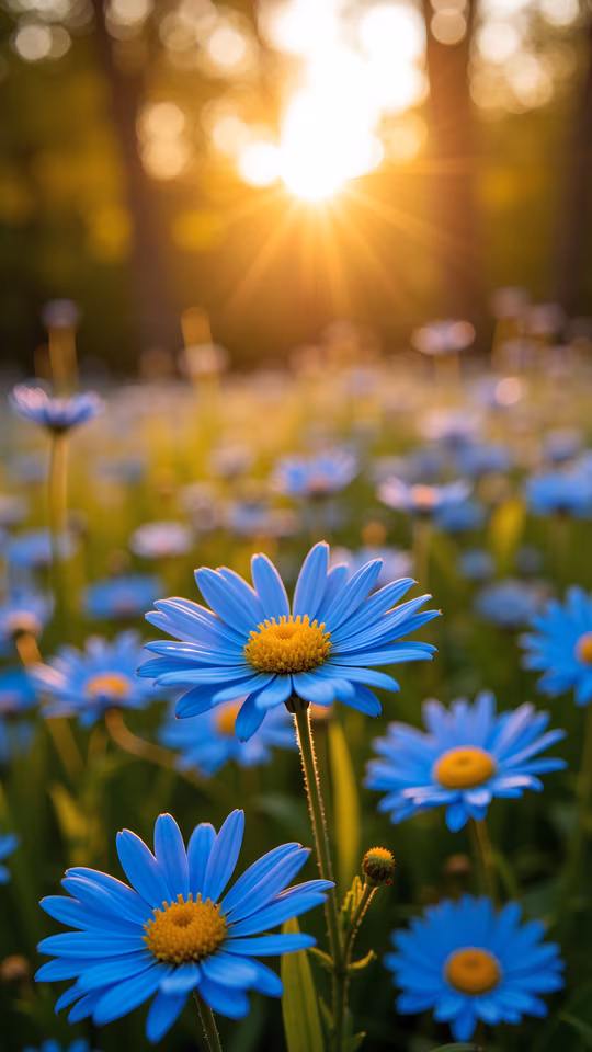 Blue Flowers in Golden Light