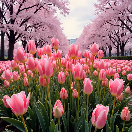 Cherry Blossom Tulip Garden