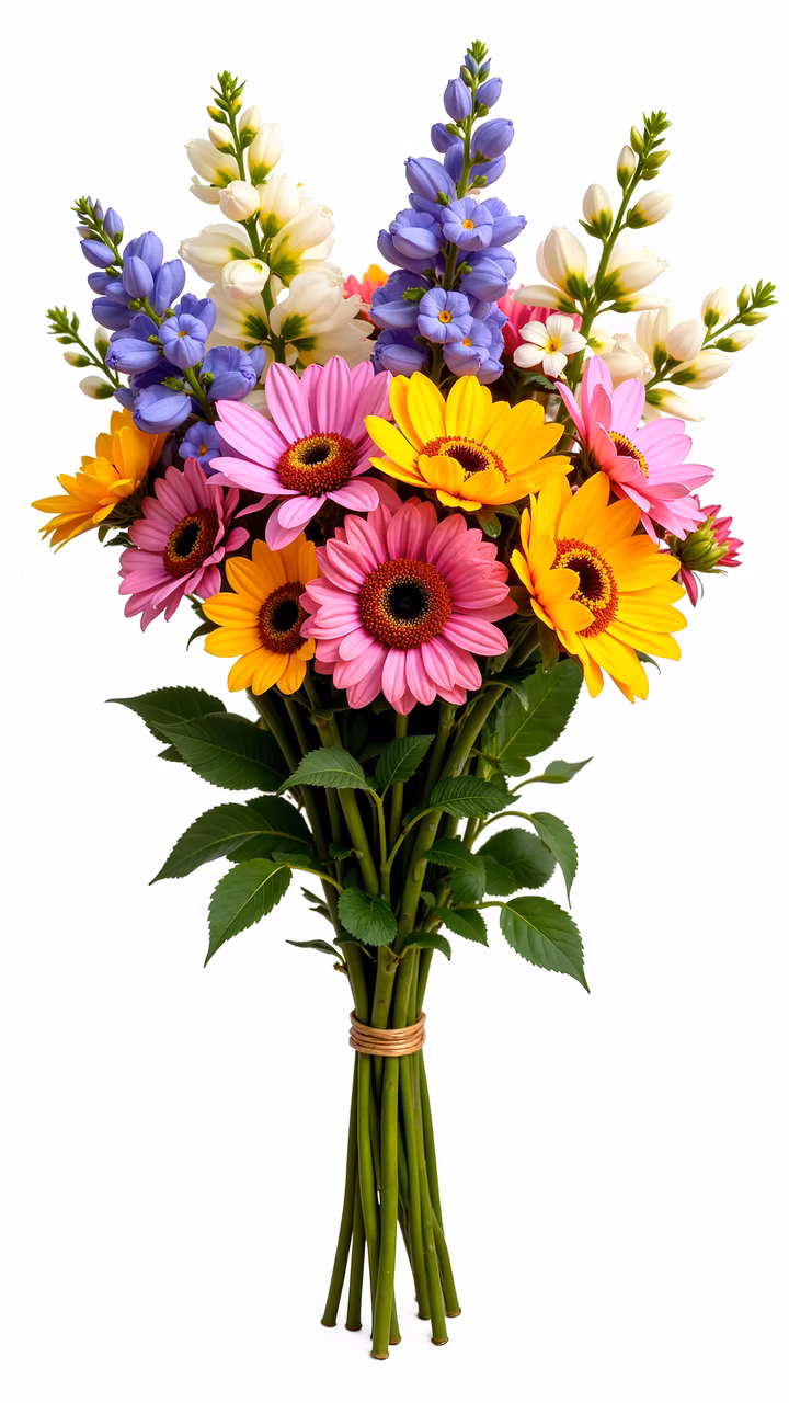 A colorful bouquet of sunflowers and daisies, perfect for celebrations and joyful occasions.