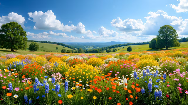 Colorful Flower Field Illustration