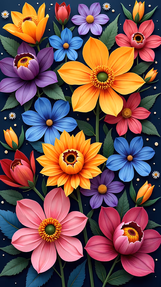 Colorful Flowers Illustration