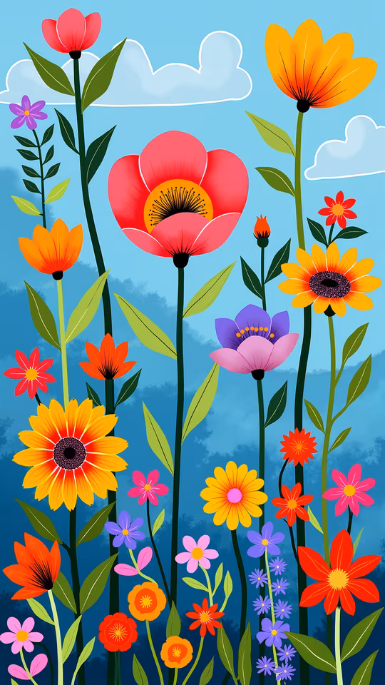 Colorful Flowers Illustration