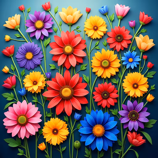 Colorful Flowers Illustration