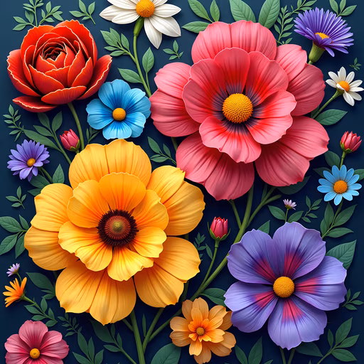 Colorful Flowers Illustration