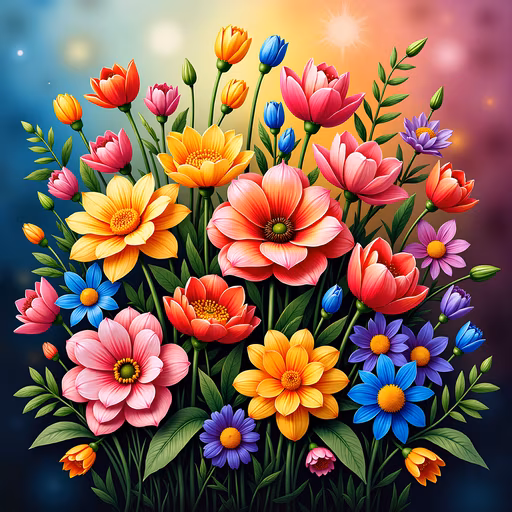 Colorful Flowers Illustration