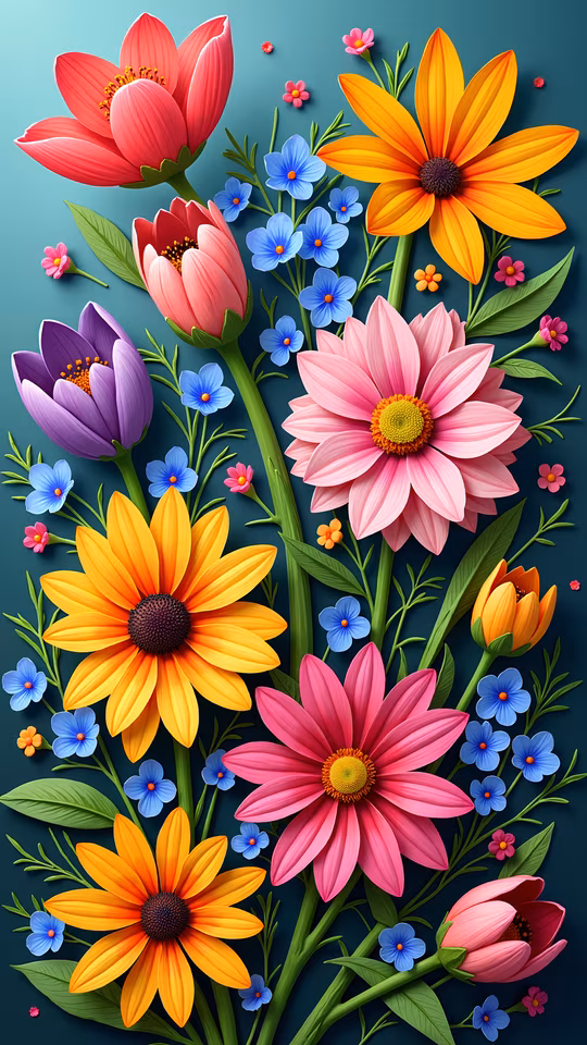 Colorful Flowers Illustration