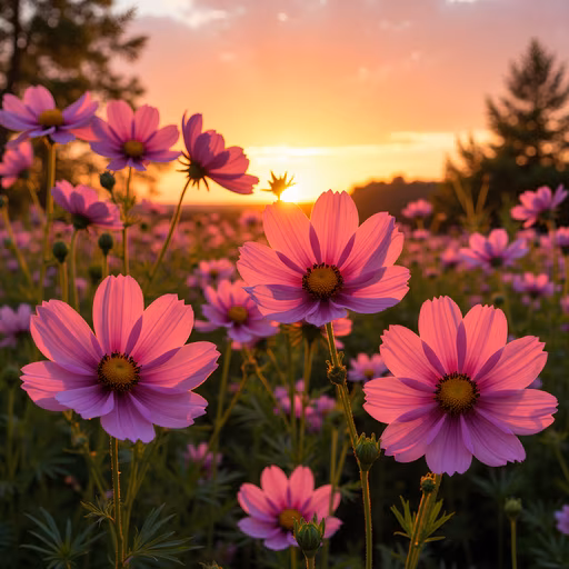 Cosmos Sunset Illustration