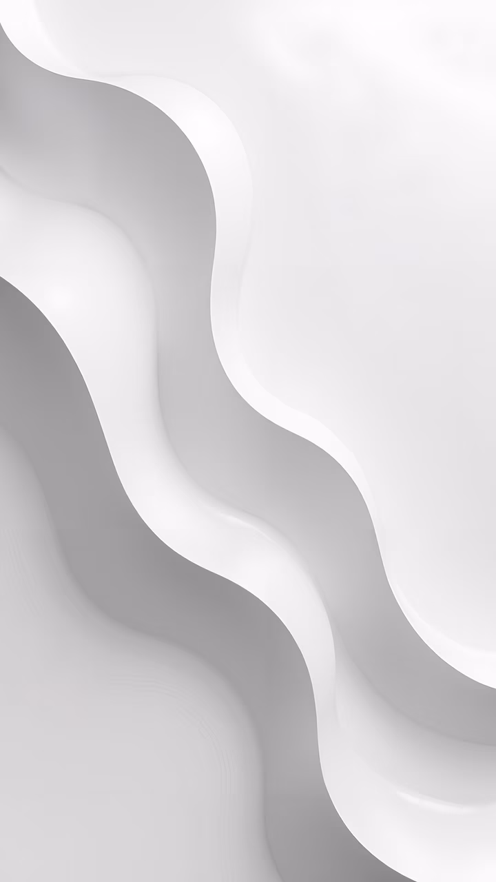 Minimalist abstract artwork featuring smooth, curved lines in shades of white and gray, creating a serene and elegant composition.