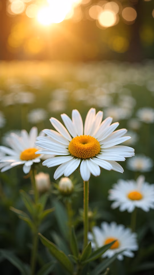 Daisy Field at Sunset