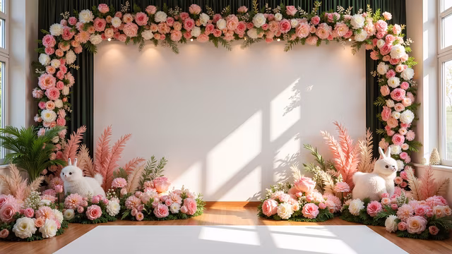 Floral Archway with Rabbits