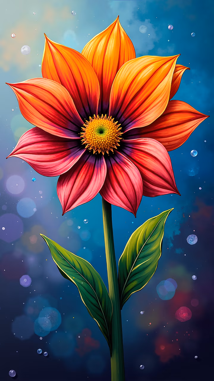 Vibrant floral illustration with detailed petals and dreamy background