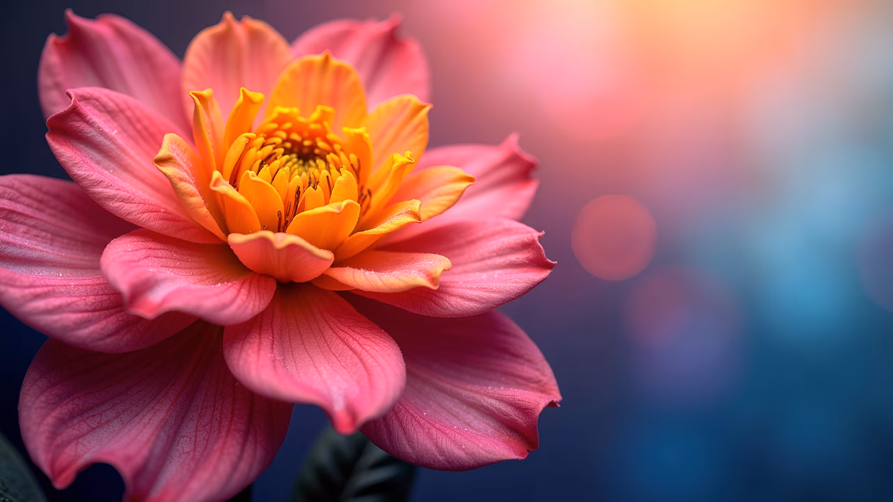 Vibrant floral illustration with detailed petals and warm colors