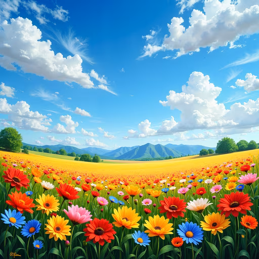 Flower Field Illustration
