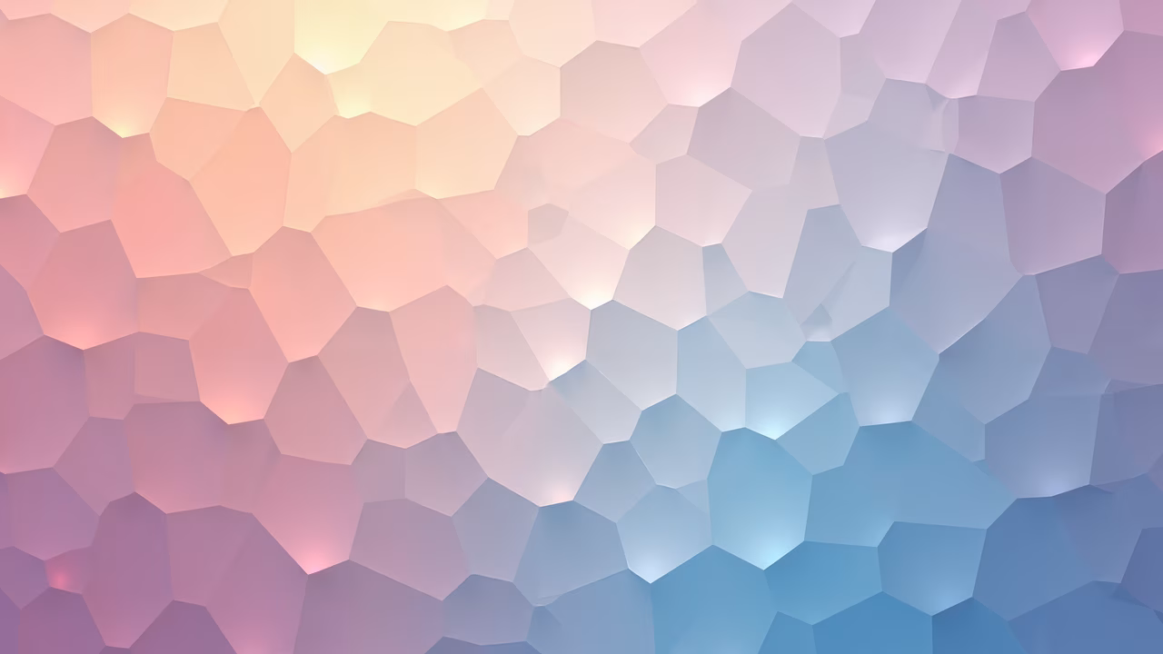 Mesmerizing geometric polygons in soft pastel hues create a soothing and harmonious visual experience.