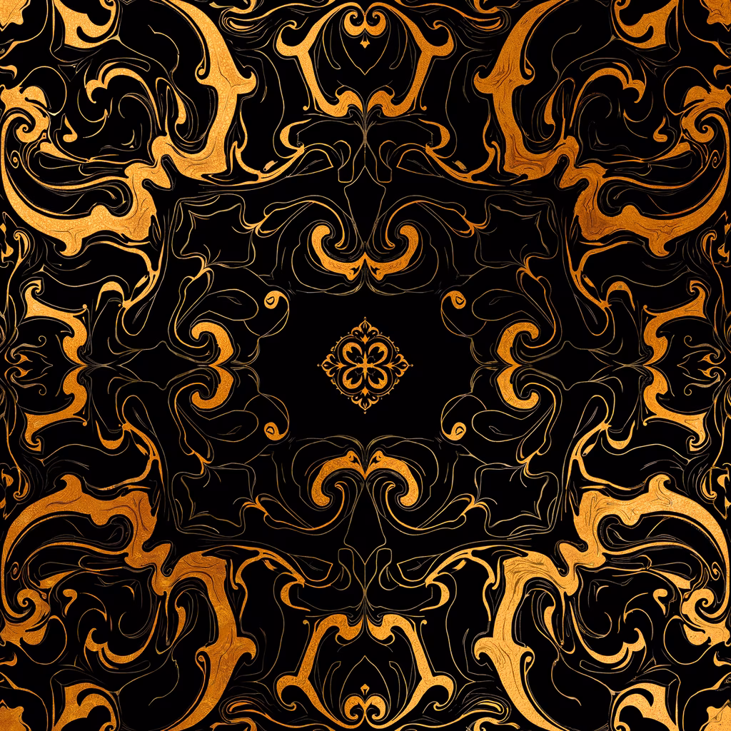 Golden Ornament Design on Black Background
