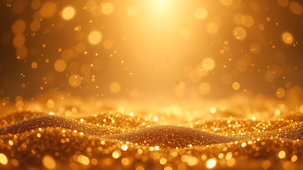 Golden Sparkles: A magical abstract illustration featuring a sparkling golden landscape.