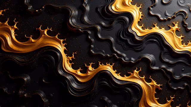 Golden Waves on Black
