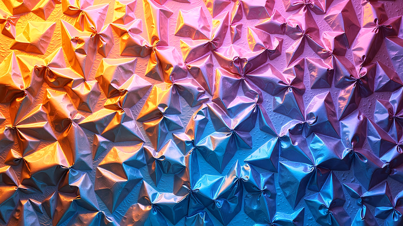 Mesmerizing iridescent stars in a dense, textured arrangement, creating a magical celestial effect.