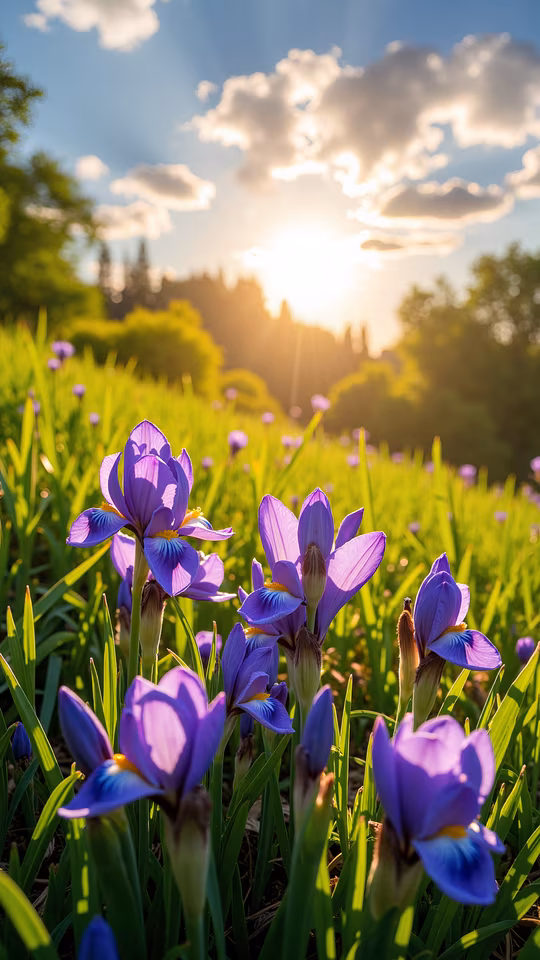 Iris Field at Sunset