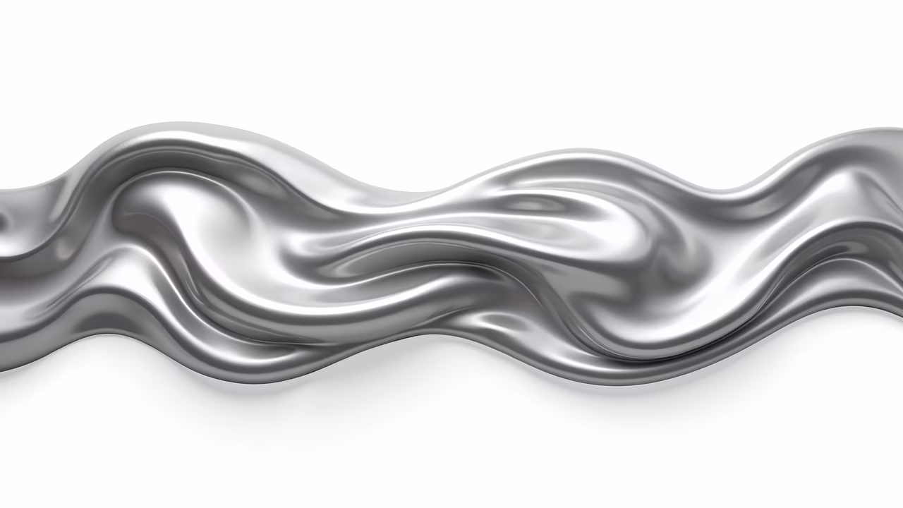 Dynamic metallic flow in shades of silver and gray, modern and sleek aesthetic.