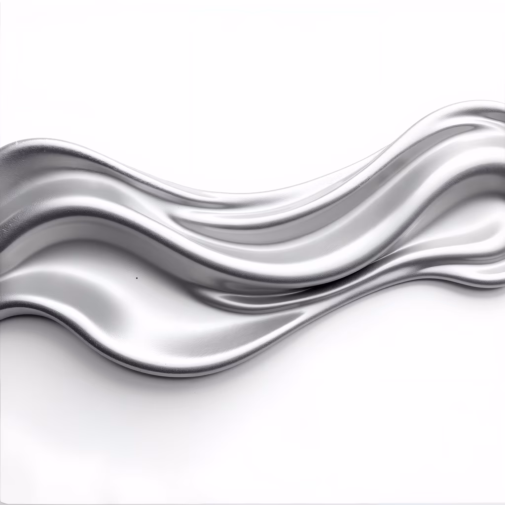 Smooth metallic waves with a glossy finish, abstract art