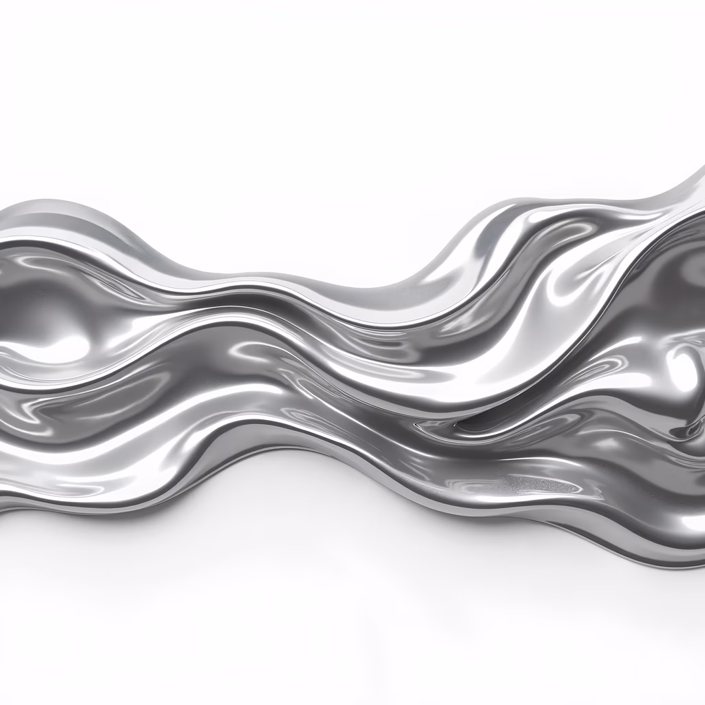 Smooth metallic waves in silver and gray, abstract art illustration