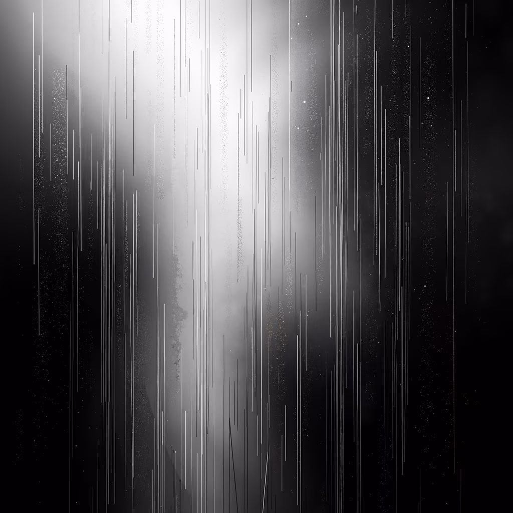 Dynamic meteor shower illustration with streaks of light and specks on a dark background.