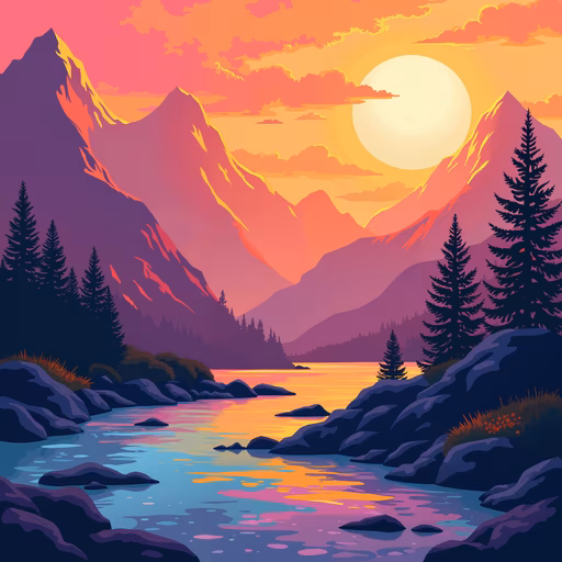 Mountain Sunset Illustration