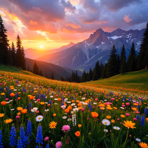 Mountain Sunset Illustration