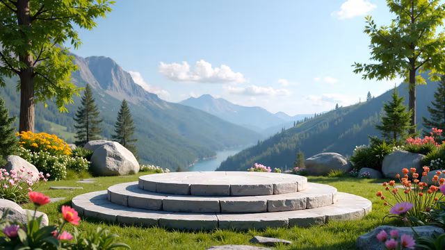Mountain View with Stone Platform