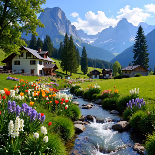 Mountain Village Illustration