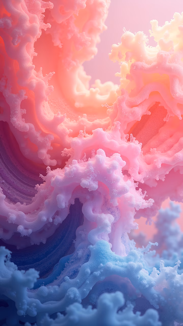 Vibrant pastel coral reef illustration, abstract art, dreamy underwater scene