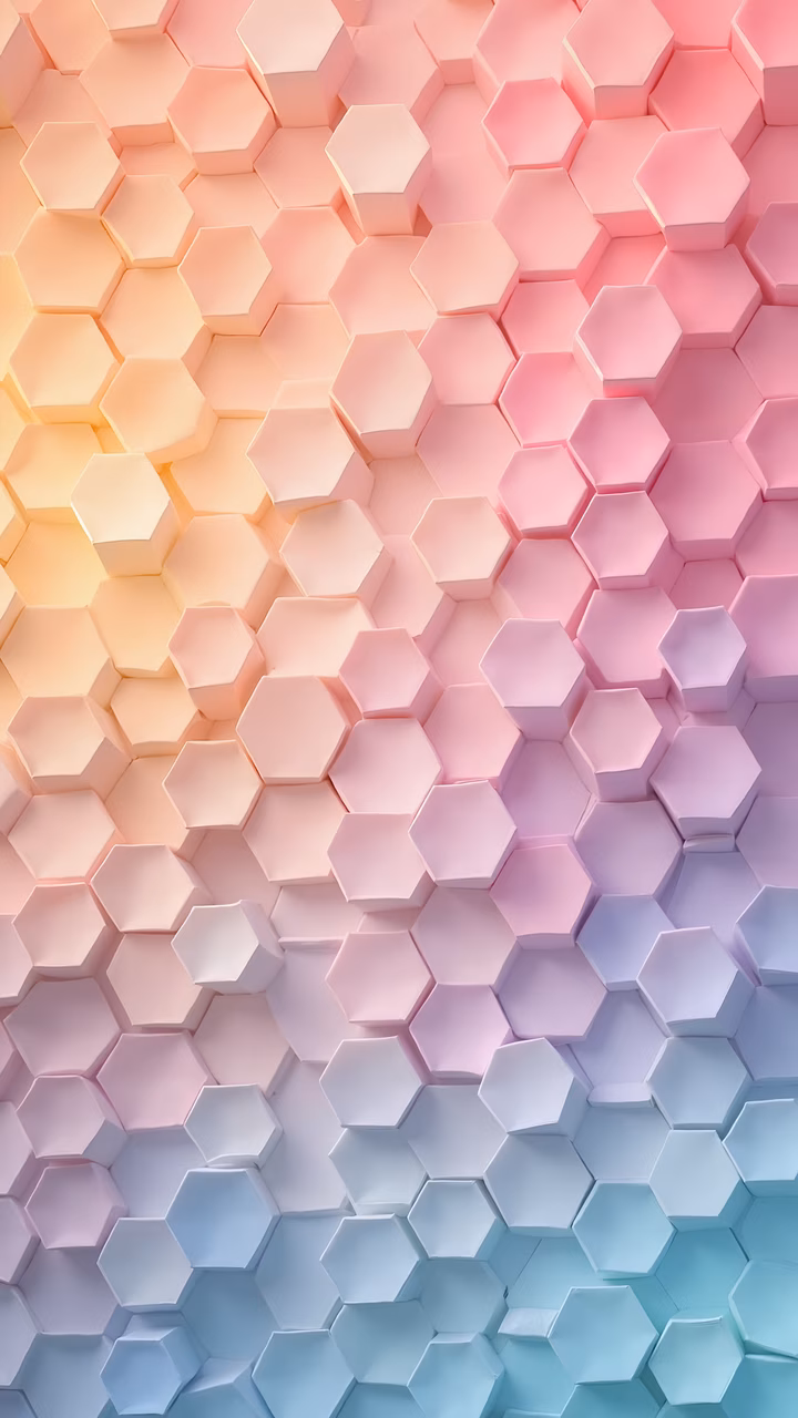 Mesmerizing pastel hexagonal pattern, abstract art, geometric design, serene atmosphere