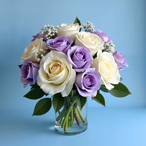 Pastel Roses in Glass Vase