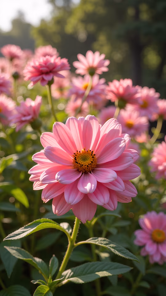 Pink Dahlia Field