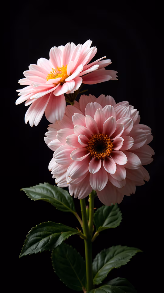 Pink Dahlias on Black