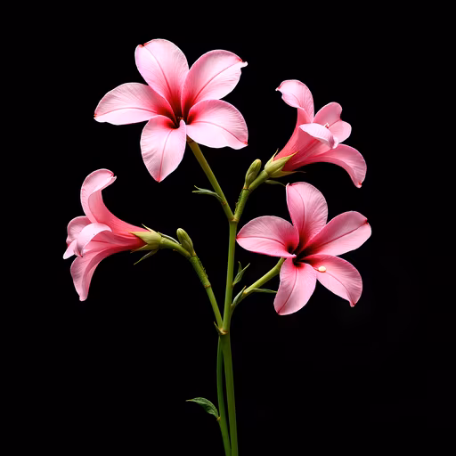 Pink Flowers on Black Background